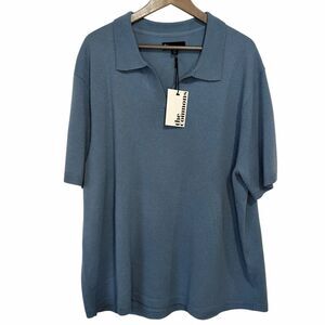 NWT The Commons Cashmere Short Sleeve Johnny Collar Polo Shirt size XXL Blue
